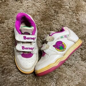 Vintage 90's Barney The Dinosaur Baby Toddler Size 7 Self-fastener Tennis Shoes